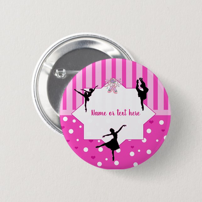 Dancing Ballerina silhouette Birthday party 2 Inch Round Button (Front & Back)