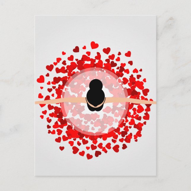 dancing ballerina wearing red heart dress postcard (Front)