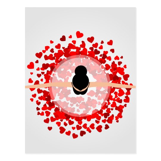 dancing ballerina wearing red heart dress postcard