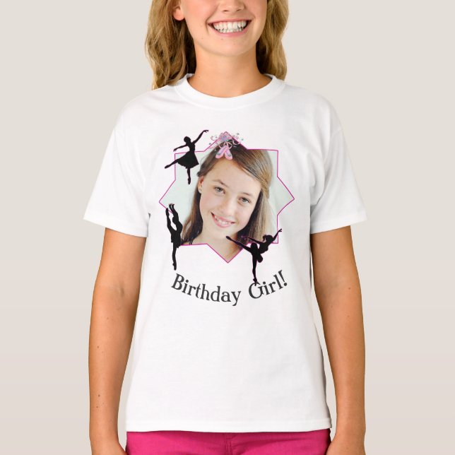 Dancing Ballerina YOUR IMAGE HERE Birthday T-Shirt (Front)