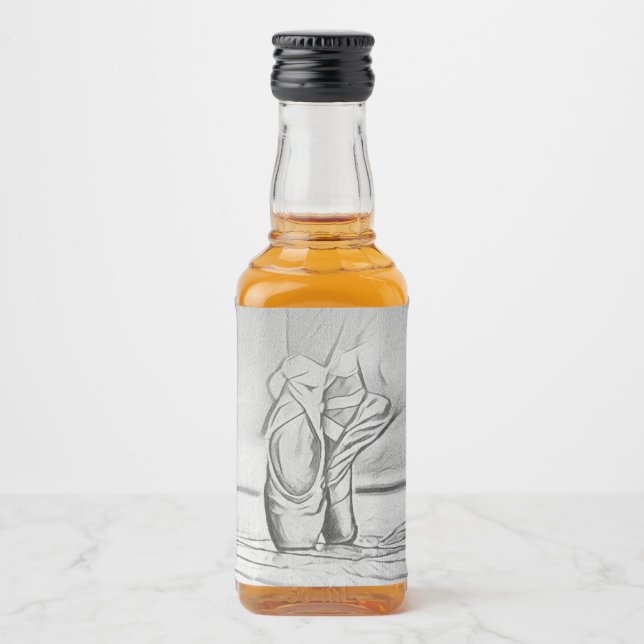 Dancing Ballet Shoes Monochrome Ballerina Liquor Bottle Label (Front)