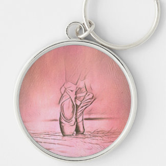 Dancing Ballet Shoes Pink Ballerina Feet Keychain