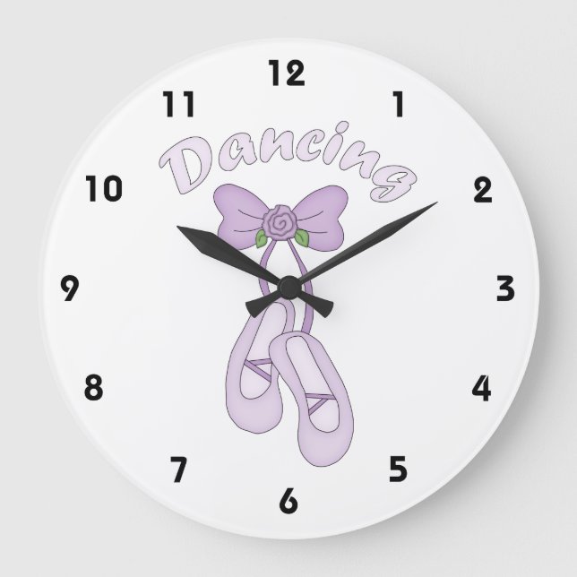 Dancing-Ballet Slippers with Bow Large Clock (Front)