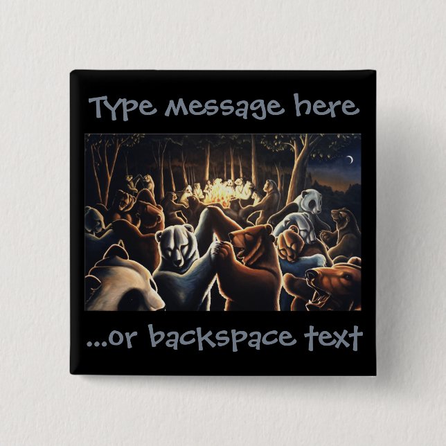 Dancing Bear Buttons Pin Party Animal Art Button (Front)