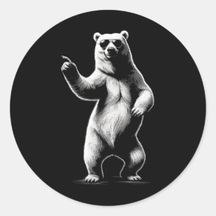 Dancing Bear Graphic Art Design  Classic Round Sticker