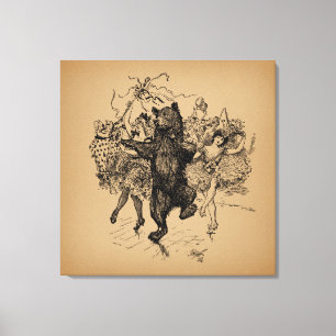 Dancing Bear Vintage Circus Art Canvas Print