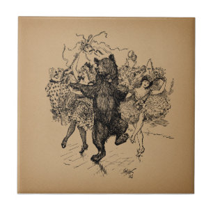 Dancing Bear Vintage Circus Art Tile