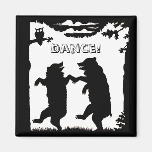 Dancing Bears Black Silhouette Magnet