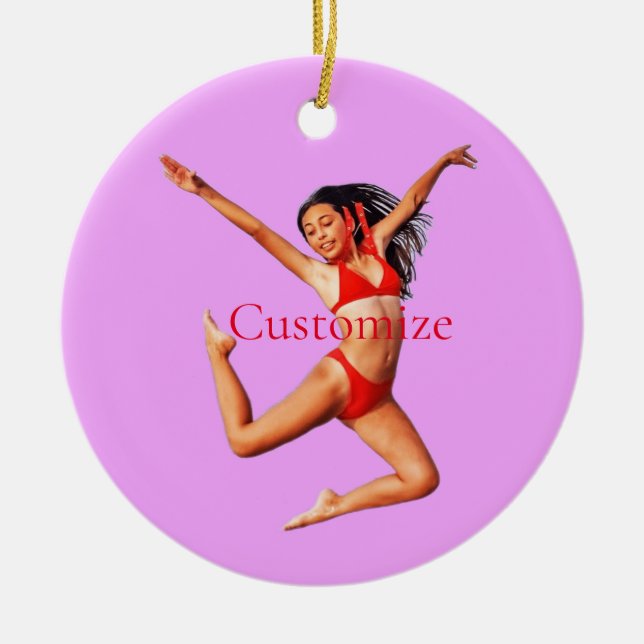 Dancing Bikini Model Thunder_Cove Ceramic Ornament (Front)