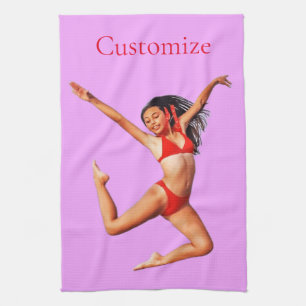 Dancing Bikini Model Thunder_Cove Kitchen Towel
