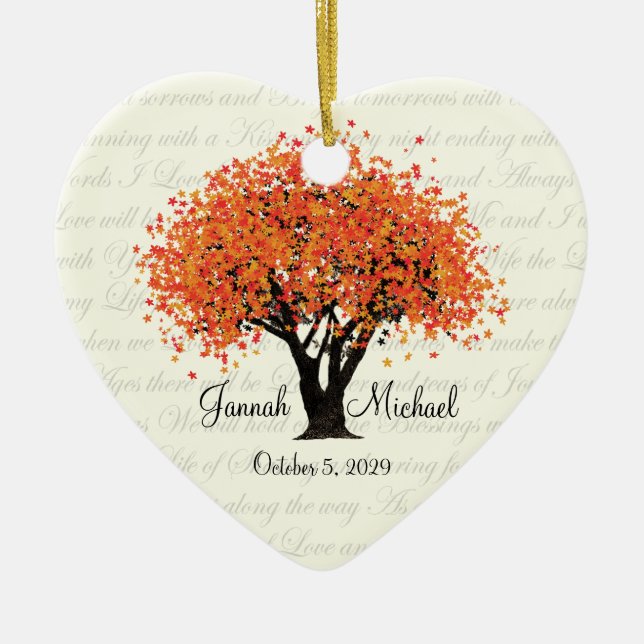 Dancing Blooms Wedding Photo Ceramic Ornament (Front)