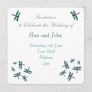 Dancing Blue Dragonfly Wedding Invitation