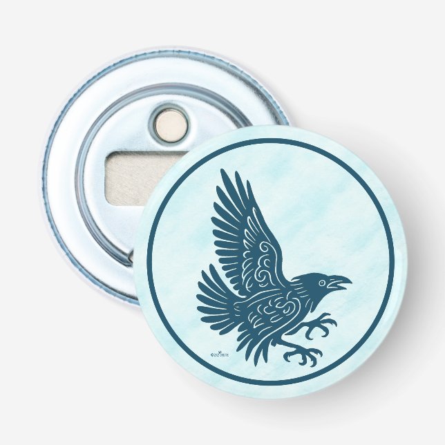 Dancing Blue Raven Bottle Opener (Front)