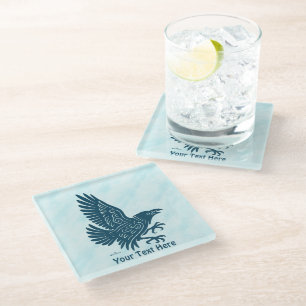 Dancing Blue Raven Glass Coaster