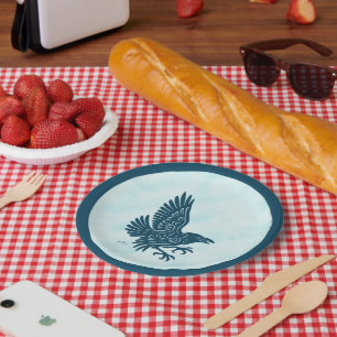 Dancing Blue Raven Paper Plate
