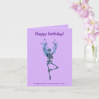 Dancing Blue Skeleton Humourous Happy Birthday Card