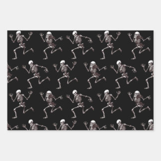 Dancing Bones Wrapping Paper Flat Sheet Set of 3