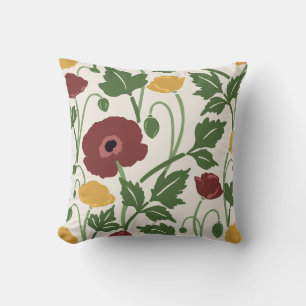 Dancing Botanicals Deep Burgundy Harvest Gold Throw Pillow