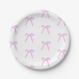 Dancing Bows Paper Plate in Party Pink