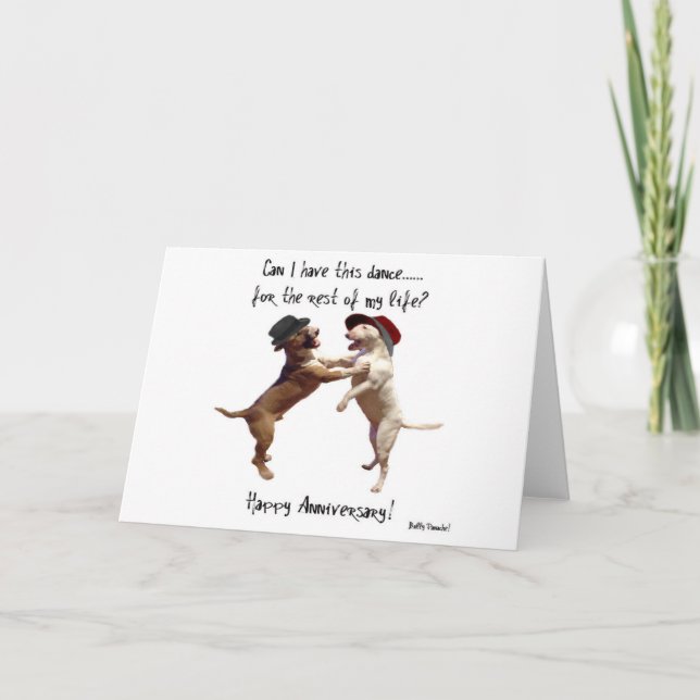 Dancing Bull Terrier Anniversary Card (Front)