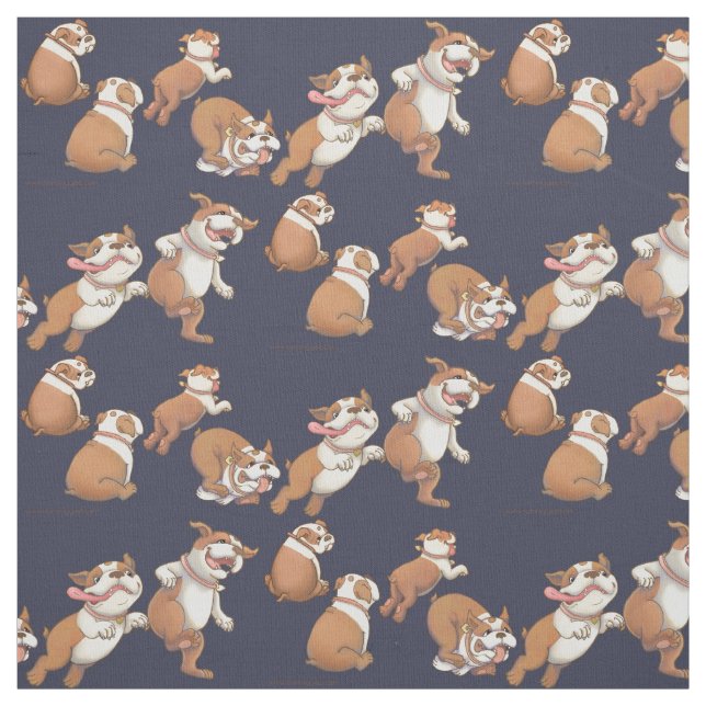 Dancing Bulldogs Fabric (Swatch)