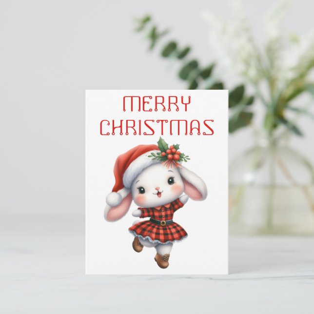 Dancing Bunny - Christmas Card (Standing Front)