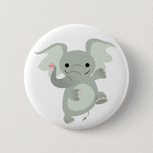 Dancing Cartoon Elephant Button Badge