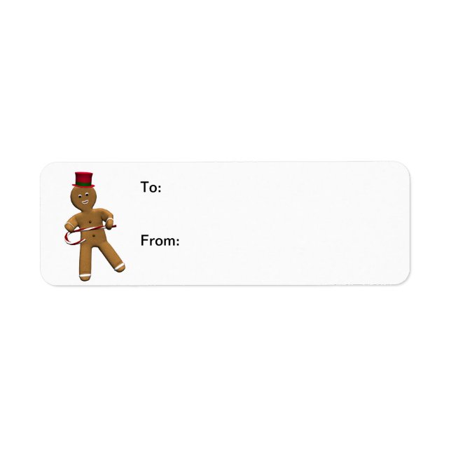 Dancing Cartoon Gingerbread Homme Étiquettes cadea (Devant)