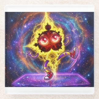 Dancing Cartoon Mandelbrot In Space Glass Coaster