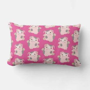 Dancing Cartoon Pig Répéter Motif Lumbar Coussin