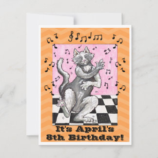Dancing Cat Cute Anniversaire Carte d'invitation