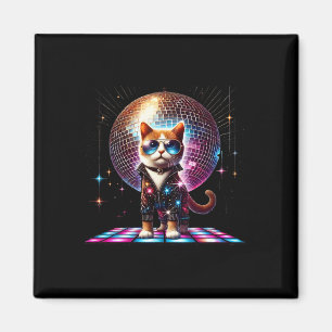 Dancing Cat Disco Ball Kitten Kitty Lover Funny Pa Magnet
