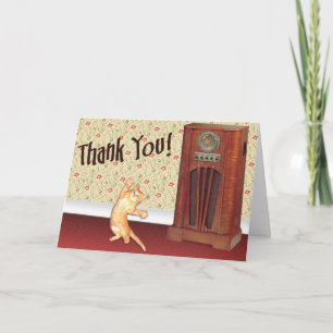 Dancing cat thank you card