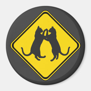 Dancing Cats Ahead! Magnet