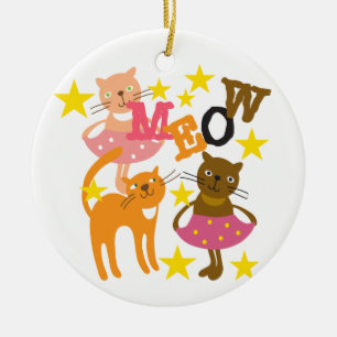 Dancing Cats Ceramic Ornament