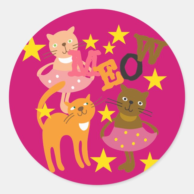 Dancing Cats Classic Round Sticker (Front)