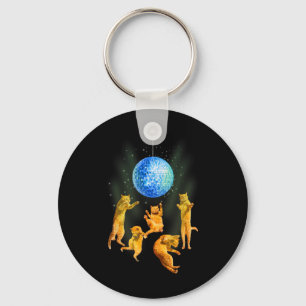 Dancing Cats Disco Ball Kitten Kitty Lover Party A Keychain