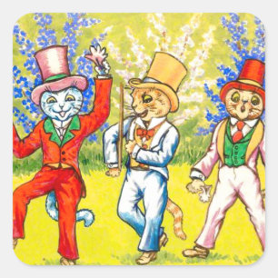 Dancing Cats Square Sticker