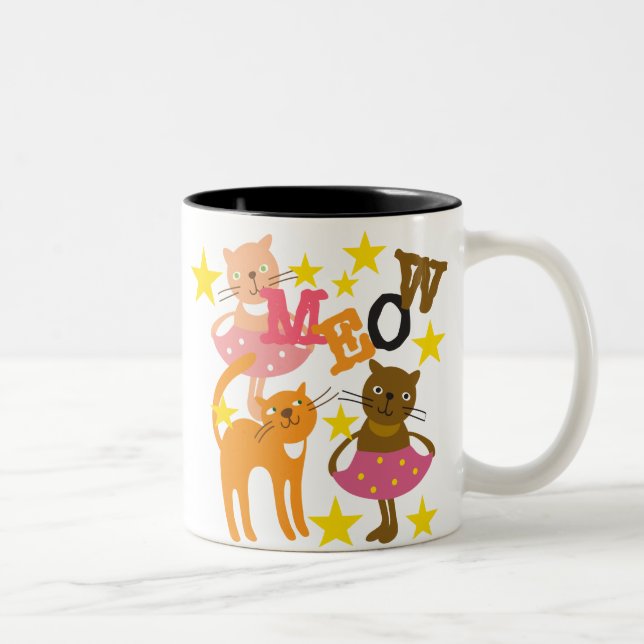 Dancing Cats Two-Tone Coffee Mug (Right)