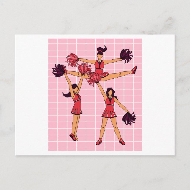 Dancing Cheerleader Cheers With Pom Poms Postcard (Front)
