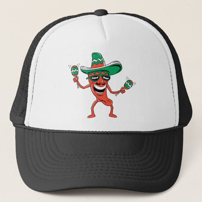 Dancing Chili Pepper Trucker Hat (Front)