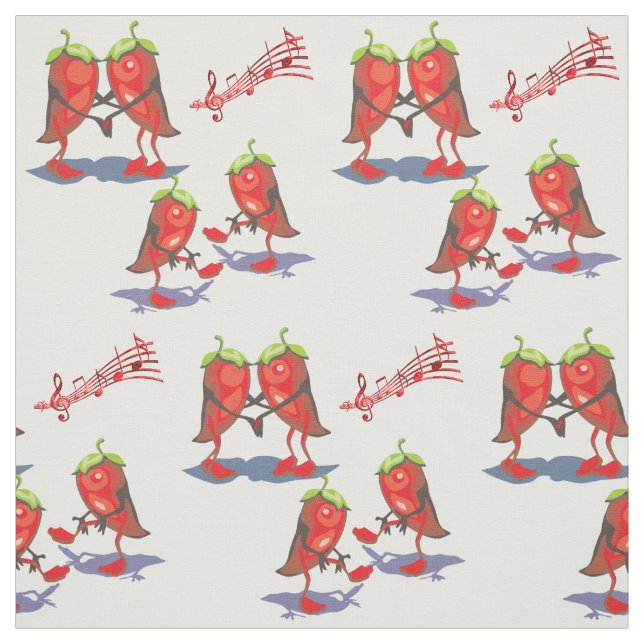 Dancing Chili Peppers Fabric (Swatch)