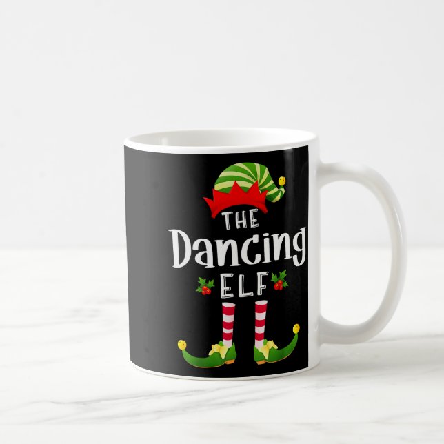 Dancing Christmas Elf Matching Pajama X-mas Party  Coffee Mug (Right)