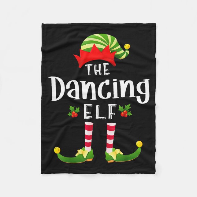 Dancing Christmas Elf Matching Pajama X-mas Party  Fleece Blanket (Front)
