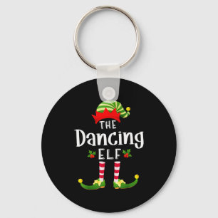 Dancing Christmas Elf Matching Pajama X-mas Party Keychain