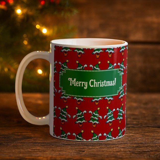 Dancing Christmas Trees Merry Christmas! Pattern Coffee Mug (Creator Uploaded)