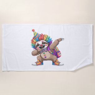 Dancing Clown Dabbing Spooky Halloween sloth Overs Beach Towel
