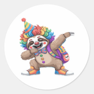 Dancing Clown Dabbing Spooky Halloween sloth Overs Classic Round Sticker