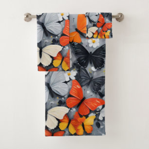 Dancing Colorful Butterfly Acrylic Art, Bath Towel Set