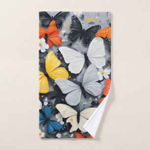 Dancing Colorful Butterfly Acrylic Art, Hand Towel